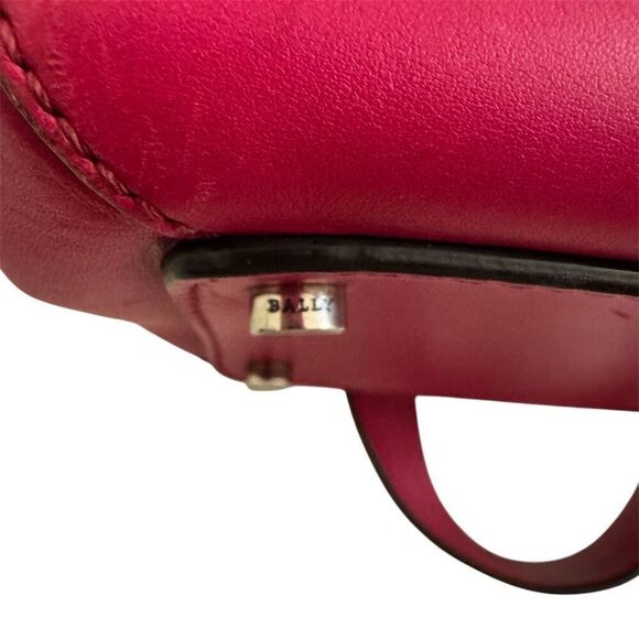 Bally Top Handle Leather Bag with Shoulder Strap “B” Turnlock Hot Pink Handbag - Picture 4 of 16